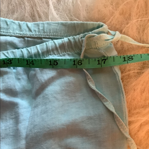 Mint Linen Drawstring Pants - Picture 2 of 6